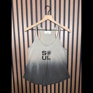 Soul Cycle Tank Top Medium Womens Beige Gray Ombre Scoop Neck Cycling